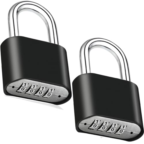 Image of 2pcs Combination Lock, 4-Digit Heavy Duty Combo Lock, Combination Padlock Outdoor Waterproof Gate Locks for Outdoor Fence, Locker, Sheds, Gym, Gate Hasps (2pcs-Short-Black)