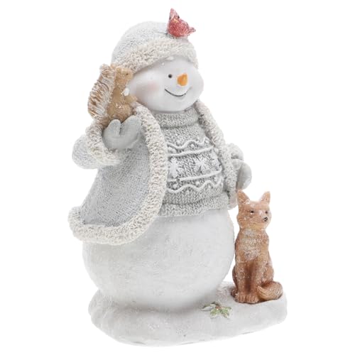 GLEAVI Figura de Muñeco de Nieve Navideño de Resina Gris Azul con Perro Adorno de Fiesta y Decoración Navideña para Mesa Artesanía Festiva para Hogar Oficina y Eventos