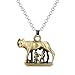 LIKYGKK Personnalité Simple Creative Pendentif Pendentif Collier Doré Romain Loup Enfant Mère Loup Bébé Pépinière Rétro Pendentif Collier Bijoux