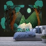 AFWADFWA Modern 3D Removable Wallpaper Self-Adhesive Girl Riding on The Polar Bear in Front of Fores