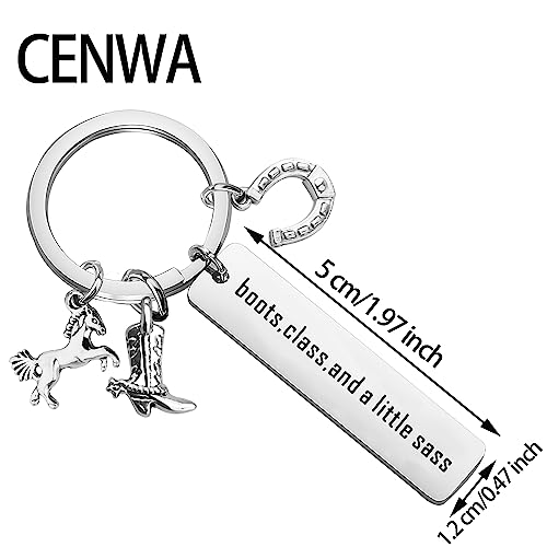 CENWA Cowgirl Keychain Boots Class and a Little Sass Gift Dirt is Cowgirl Glitter Gift Equestrian Gift2