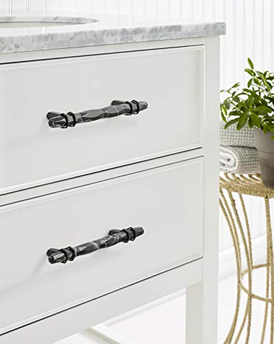 Image of Amerock 5-1 /16 inch Carrione Marble Black /Black Bronze Drawer Pull
