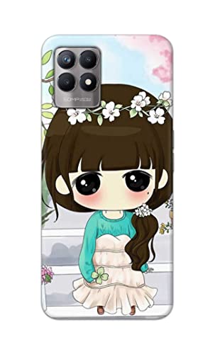 Image of PRINTFIDAA Cartoon Girl with Big Eyes Printed Designer Hard Case for Realme 8i Back Cover -(ZP) MVN1009