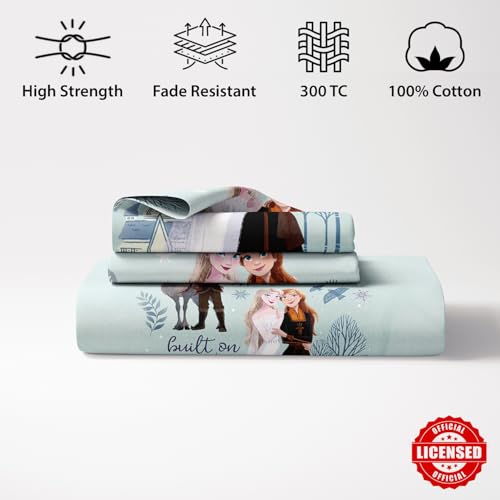 Image of Sassoon Disney Frozen Sisters Digital Printed 100% Cotton Bedsheet with 2 Pillow Covers in 300TC