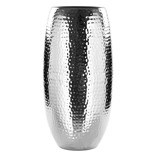 Fink große Boden-Blumenvase 40 cm aus versilbert-gehämmerten Eisen...