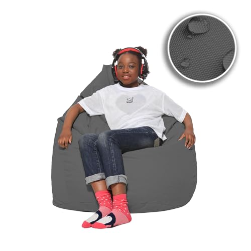 HomeIdeal - Sitzsack XXL Bodenkissen für Erwachsene & Kinder - Geeignet für Gaming oder Entspannen - Indoor wie Outdoor da er Wasserfest ist - mit EPS Perlen, Farbe:Anthrazit, Größe:XXL