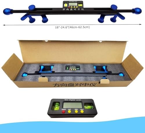 Digital Steering Wheel Aligner Tool - Adjustable Car Wheels Alignment Aid with ±90° Electronic Positioning for Car Repair, 19-37cm Adjustable Range