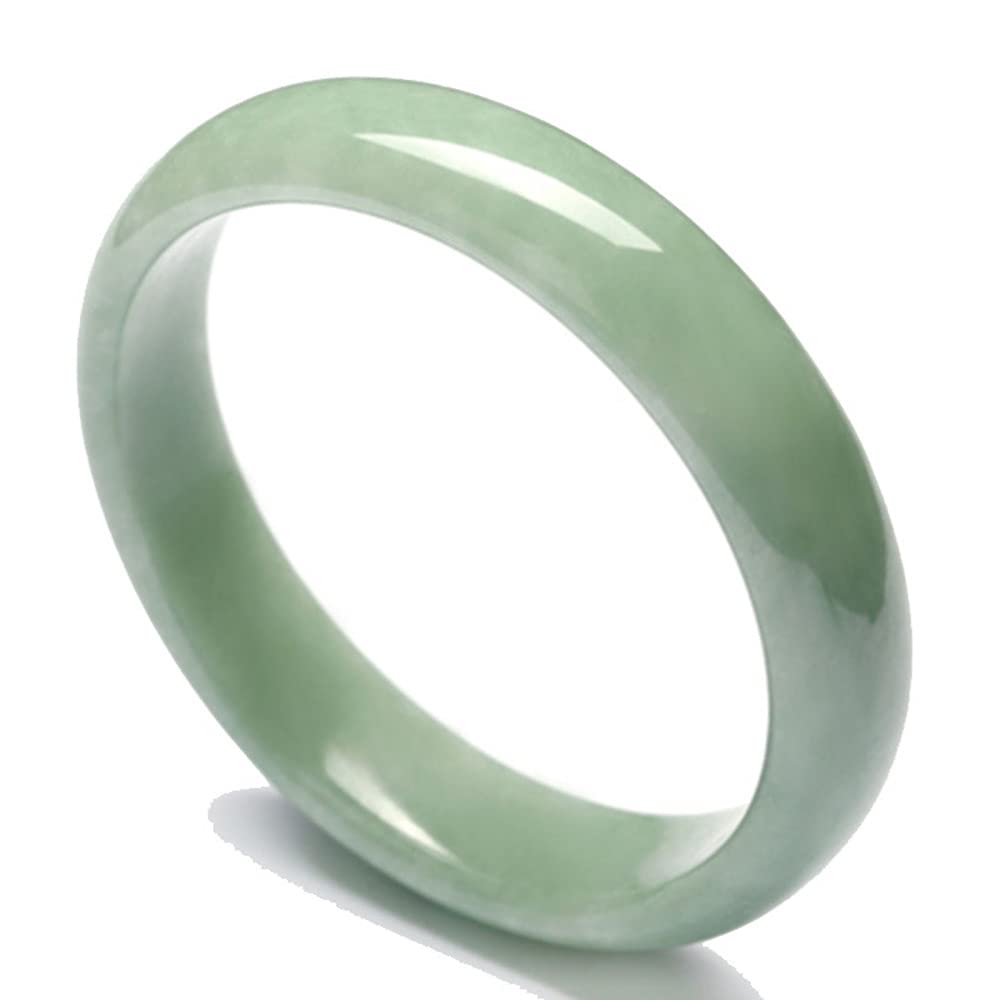 SnamicE Natural Green Jade Bangle Bracelet for Women, Classcial Retro Handcrafted Girls Jade Jewelry with Box,56-58mm,56