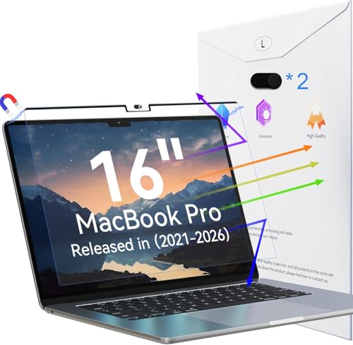Peslv Magnetic Anti Blue Light Screen Protector for MacBook Pro 16 Inch (2021-2026, M1, M2, M3, M4, M5), Removable Glare Filter for 16.2" Mac Laptop Computer