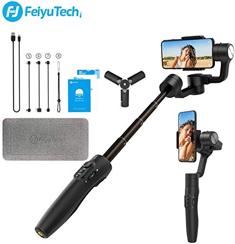 FeiyuTech Vimble 2S 3-Axis Handheld Smartphone Gimbal Stabilizer for iPhone 11 Xs Max Xs XR X 8 Plus 8 7 Plus 7 Samsung Galaxy Note10 S10 S9,18cm Extention Rod