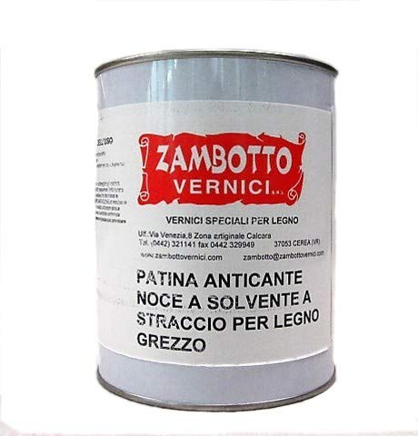 ZAMBOTTO VERNICI Pátina antigüedad de nogal con disolvente para madera bruta, 1 litro