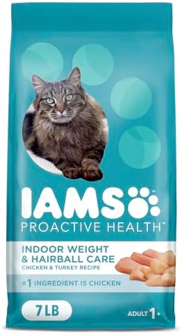 IAMS Proactive Health Indoor Weight & Hairball Care Adult Dry Cat Food with Chicken & Turkey, 7 lb. Bag