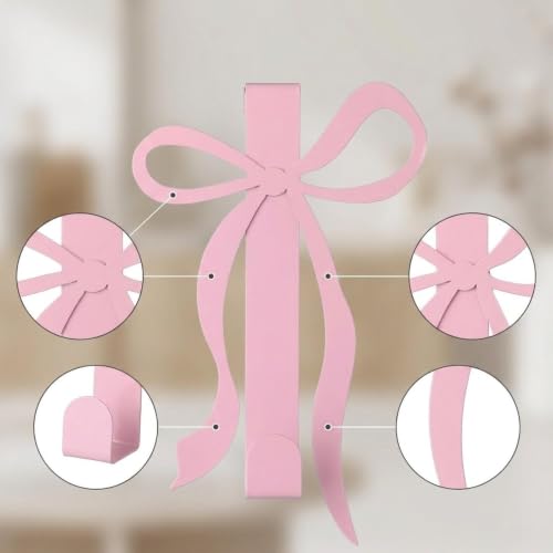 Porte-serviettes nœud rose et crochet de porte haut de gamme - 4