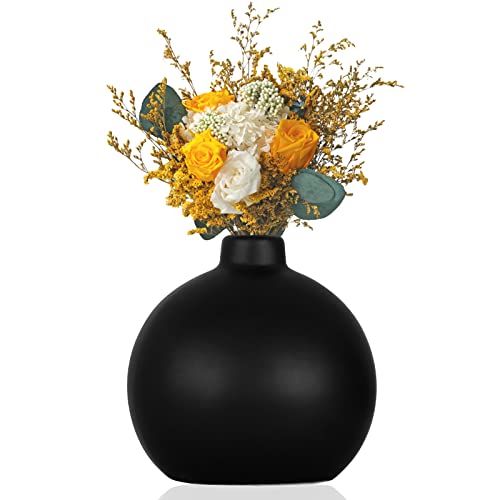 Ceramic Vase Black Bottle Shape 47x39x47 inches Modern Farmhouse Decor Holds Water Ideal for Dried or Fresh Flowers Table Top Wedding Mothers Day Gift
