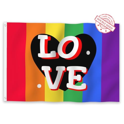 Drapeau LGBTQ+ 180x300cm double face arc-en-ciel pour extérieur