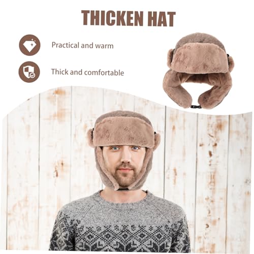 Totority Warm Cotton Hat Winter Outdoor Hunting Hat Windproof Ear Fluffy Protection Coffee4