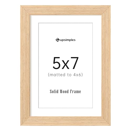 Image of upsimples 5x7 Picture Frame Solid Wooden, Nursery Decor, 1Pack Natural | 100% Solid Wood, Fit 4x6 with Mat and 5 x 6 Photo, Wall Decor or Tabletop Display, Safe For Nursery Kids Room