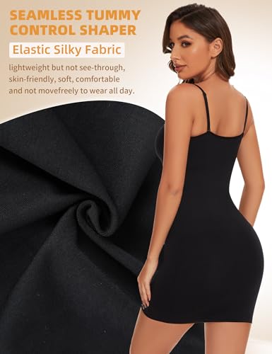 Image of SLIMBELLE Shapewear Dress Slip for Women Tummy Control Adjustable Spaghetti Full Slip Seamless Body Shaper for Under Dresses
