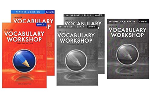 (F0127S) Vocabulary Workshop Enriched Edition Student Book + Teacher's Edition + Test Booklet Form A&B + Answer key Level G - Grade 12