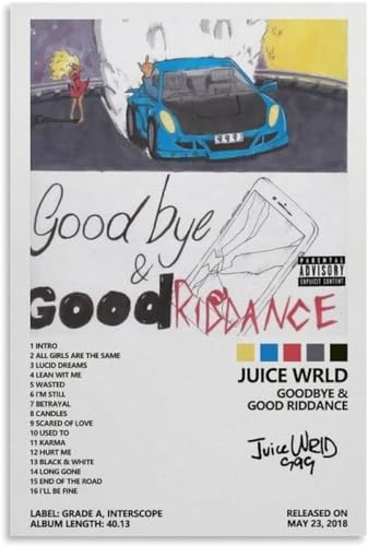 TN ESSENTIALS Juice Poster Wrld Legends Never Die Album Cover Poster for Bedroom Goodbye & Good Riddance Aesthetic Canvas Art Wall Decor And More XXX Tenatcion And More (STYLE A, 12 X 18 UNFRAMED)