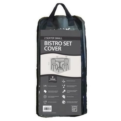 2 Seater Small Bistro Set Cover Black – Weatherproof UV Protected Cover for Table and Chairs
