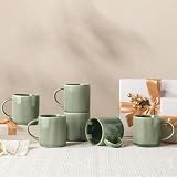 GBhome Steingut Kaffeetassen 6 Pers. 350 ml, Kaffeetassen mit großem Henkel für Latte, Cappuccino...