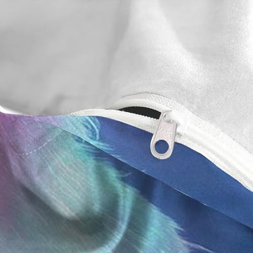 Housse de couette loup coloré avec fermeture éclair en microfibre douce 3D