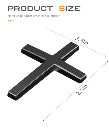 SCUARI 2PCS 3D Cross Stickers,Car Accessories Decals for Vehicles,Self Adhesive Cross Metal Car Emblem,2.5\"×1.8\" Cross Jesus Automotive Decal,Suitable for Trunk Tailgate Side Decoration (Black)