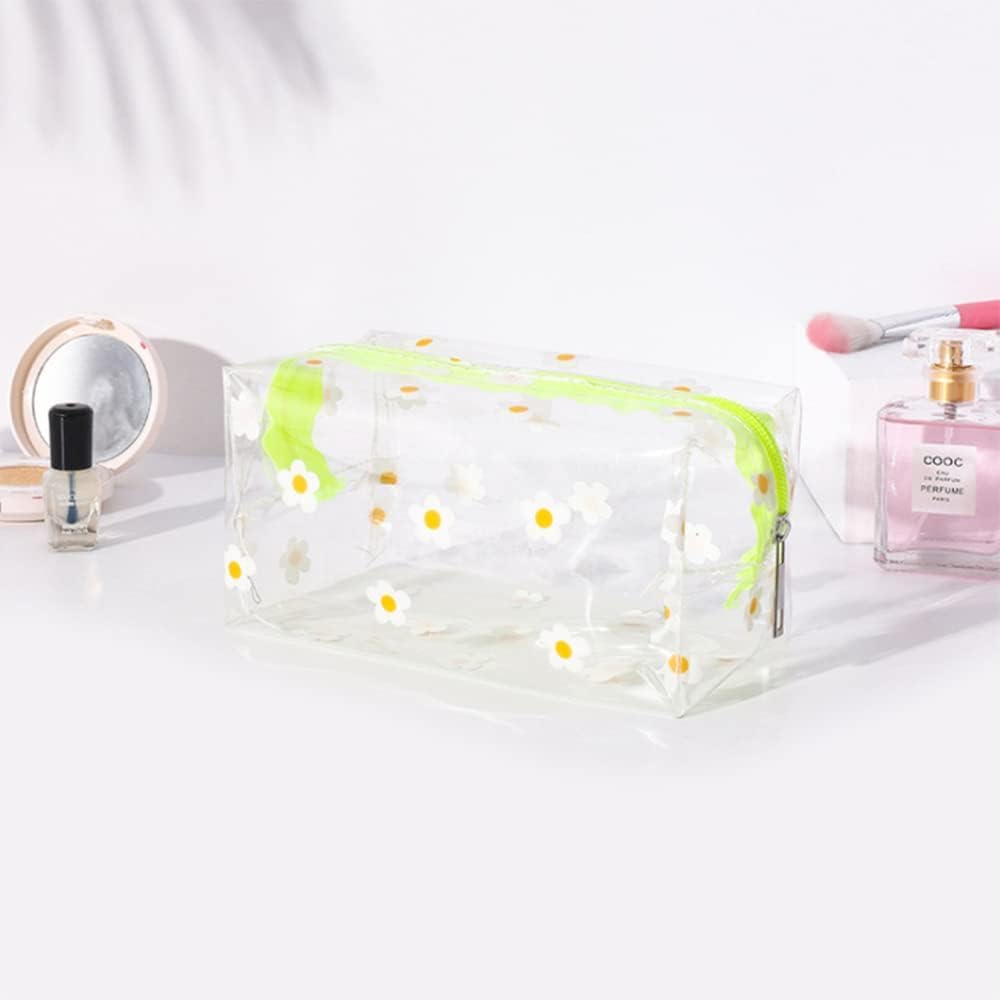 Estuche transparente para lápices de gran capacidad, 4 unidades, bolsa de almacenamiento de maquillaje portátil de PVC, bolsa de papelería, bonito organizador cosmético cuadrado transparente para