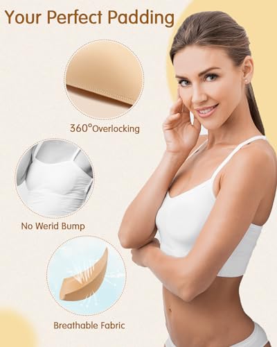 Bra Pads Inserts 4 Pairs Sewn Edges Breast Padding for Sports Bras Swimsuits Bikini A, B, C, D Cup Available2