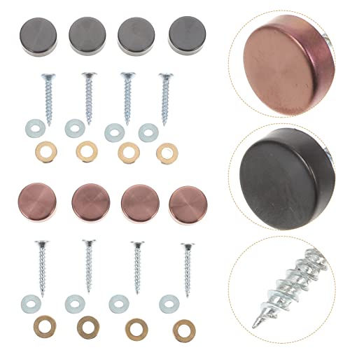 Tornillos únicos plateados con tapas decorativas de acero inoxidable para espejos miniatura 6