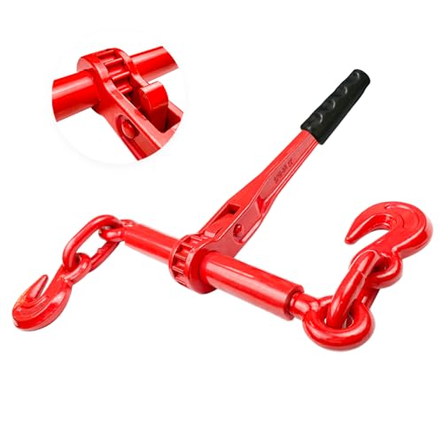 Image of YATOINTO Ratchet Chain Binders 5 /16'' - 3 /8'' | Load Binder with 2 Grab Hooks | Tie Downs for Grade 70 Transport Chain | 5,400 Lbs. Safe Working Load - Heavy Duty Ratchet Binders for Towing