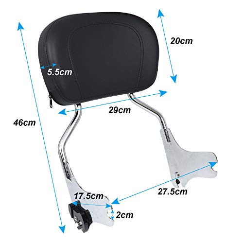 DSISIMO Chrome Detachable Upright Passenger Backrest Sissy Bar With Pad Fit For Touring Road King Street Glide FLHR FLHX FLHT FLTR 1997-2008