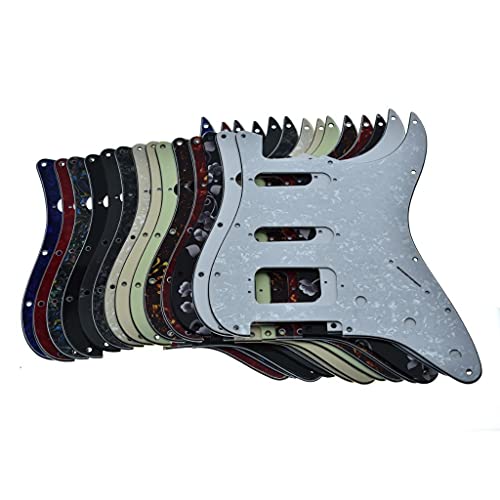 Image of Dopro 11-Hole Strat HSS Guitar Pickguard 3-Screw Humbucking Pickup Mount for American FD Stratocaster White Pearl