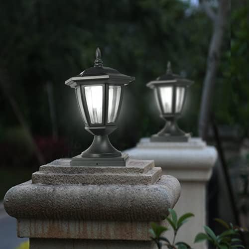 JeeYee Black Solar Post Lantern Retro LED Post Cap Lamp Landscape Waterproof Outdoor Modern Decoration (1 Pack)