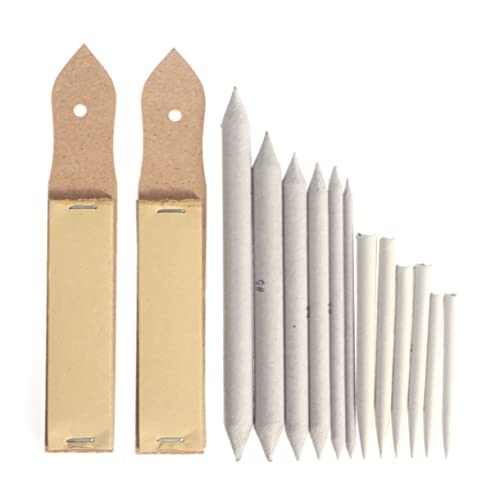 DOITOOL 12-Piece Art Supplies: Charcoal Drawing Tools Blending Stumps Tortillons Sandpaper Pencil Sharpener for Student Artists