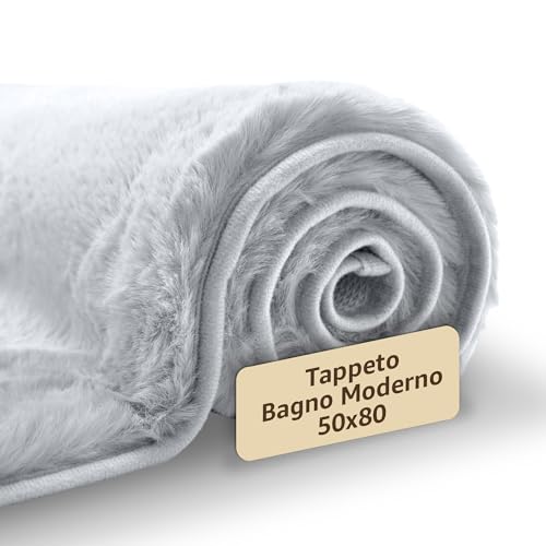 Sonit – Alfombra para la cama de 50 x 80 cm, gris, suave y antideslizante