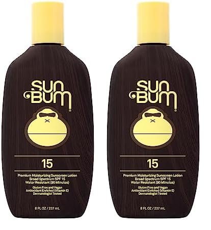 Sun Bum Original SPF 15 Sunscreen Lotion | Vegan and Hawaii 104 Act Compliant (Octinoxate & Oxybenzone Free) Broad Spectrum Moisturizing UVA/UVB Sunscreen with Vitamin E | 8 oz (Pack of 2)