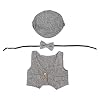 Pasgeboren baby fotoshoot rekwisieten gentleman hoed bowtie gebreide fotografie kostuum kleding platte kap (zwart-wit)