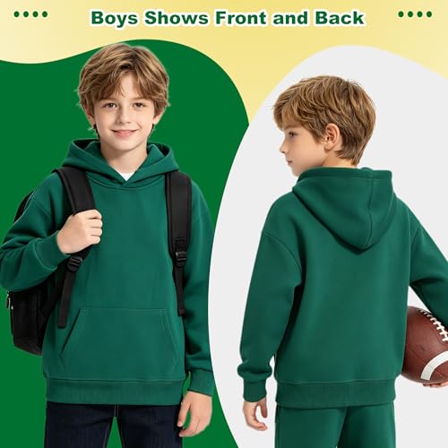 Image of Kids Athletic Pullover Hoodie Sweatshirt with Pocket Tops,2-12Years | Boys and Girls Fleece Hooded Christmas Halloween Teen Girls Athletic Hoodie Solid Color Lightweight Classic Kids Clothes