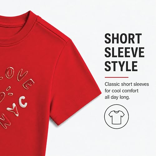 Image of DKNY Girls Shirts - Lightweight Cotton Blend Short Sleeve Crewneck Graphic Tee Cute Tops - Casual Trendy Girls Summer Clothes