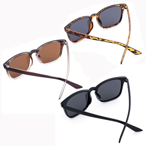 RONSOU Womens Fashion Designer Polarized Sunglasses UV400 Protection Sun Glasses -Leopard/gray + Brown + Black(3 Pcs)4