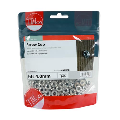 TIMCO Surface Screw Cups - Nickel To fit 8 Gauge Screws Pack 800