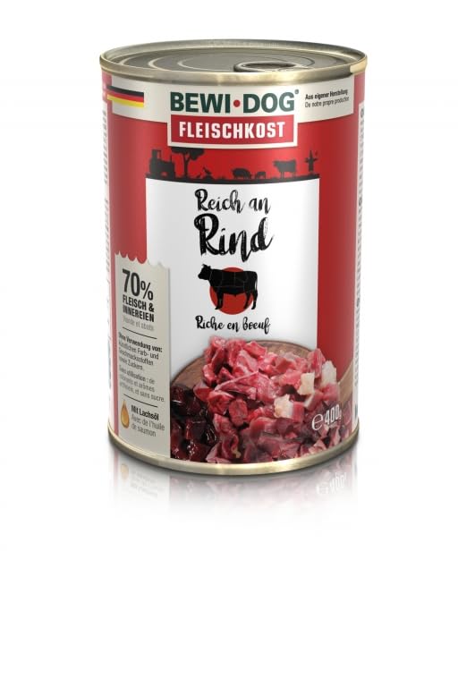 Bewi Dog Nourriture humide pour chiens 6 x 400 g (boeuf)