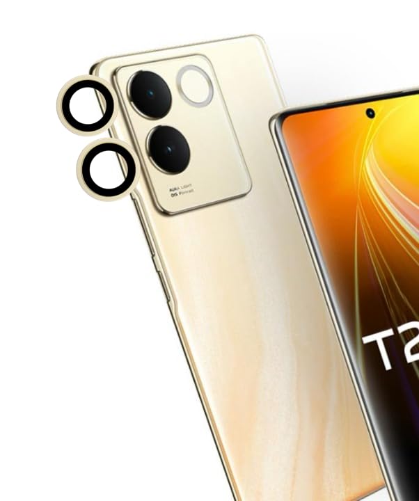 A3sprime Camera Lens Protector for vivo T2 Pro 5G |Edge To Edge Full Coverage 9H Surface Hardness Tempered Glass with Metal Ring Guard Camera Protector| - Set of 1 Pairs (Gold) (B0D8QQQM9B) Amazon Price History, Amazon Price Tracker
