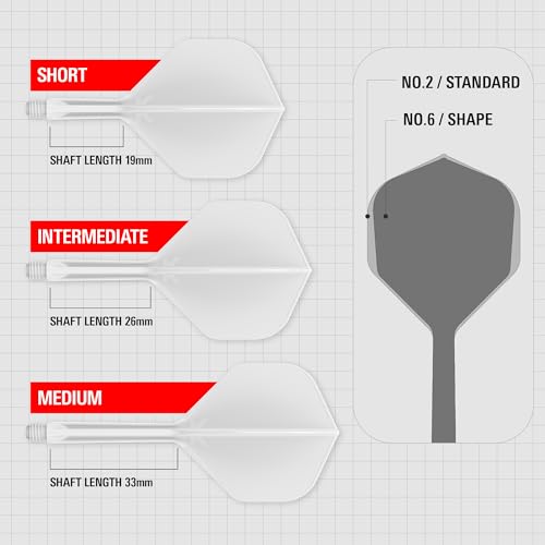 Target Darts K Flex Integrierter Dart-Flug und -Schaft, Nr. 2 Weiß (Mittelstufe) | 3er-Pack K-Flex - Nr. 2, Präzisionsgeformte 2-in-1 Dart-Flüge und Dart-Schaft | Professionelles Dart-Zubehör