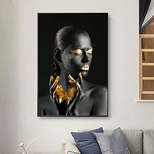 Portrait femme africaine toile 60x120cm | Solution décoration murale grand format chambre