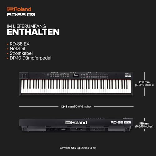 Roland RD-88 EX Stage Piano | 88-Tasten-Keyboard mit erweiterten Sounds & hoher Belastbarkeit | SuperNATURAL Technologie | ZEN-Core Engine mit über 3.000 internen Sounds