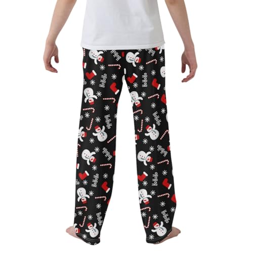 CaTaKu Boys Christmas Snowman Candy Pants for Boys Girls Wide Leg Sweatpants Kids Long Bottoms with Pockets Size 6-14Y2