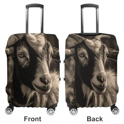 Black And White Goat Luggage Cover, Washable Elastic Suitcase Cover Protector Fit 18-32 Inch Luggage3